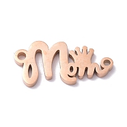 304 Stainless Steel Pendants, Word Mom and Crown, Rose Gold, 18.5x9x1mm, Hole: 1.2mm(STAS-C035-01RG)
