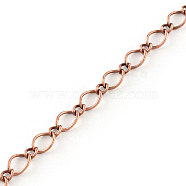 Iron Figaro Chains, with Card Paper, Soldered, Red Copper, 5.7x3.8x0.5mm(X-CH-R078-01R)