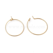 316L Surgical Stainless Steel Hoop Earring Findings, Wine Glass Charms Findings, Real 18K Gold Plated, 40x0.8mm, 20 Gauge(STAS-G229-07G-05A)