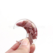 Resin Home Display Decorations, with Natural Rhodonite Chips Inside, Moon, 34x27x3mm(G-PW0005-11K)