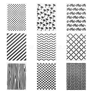 Globleland Plastic Embossing Folders, Concave-Convex Embossing Stencils, for Handcraft Photo Album Decoration, Mixed Patterns, 148x105x3mm, 9 patterns, 1pc/pattern, 9pcs/set(DIY-GL0001-14)
