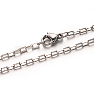 304 Stainless Steel Box Chain Necklaces, with Lobster Claw Clasps, Stainless Steel Color, 15.7 inch(39.9cm)(NJEW-M124-05P)