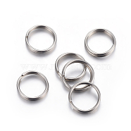 304 Stainless Steel Split Rings, Double Loops Jump Rings, Stainless Steel Color, 7x1mm, Inner Diameter: 5.7mm, Single Wire: 0.6mm(STAS-P223-22P-10)