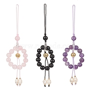 Mixed Gemstone Beaded Mobile Straps, with Natural Freshwater Pearl Beads and Braided Nylon Thread and Alloy Beads, 135mm(HJEW-JM01105)