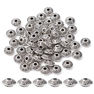 Tibetan Style Alloy Spacer Beads, Rondelle, Antique Silver, 6x3mm, Hole: 2mm(TIBEB-YW0001-07)