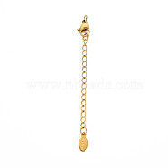 304 Stainless Steel Chain Extender, Cadmium Free & Nickel Free & Lead Free, with Lobster Claw Clasps and Tiny Oval Charm, Golden, 50mm, Hole: 2.5mm(X-STAS-N088-41G)