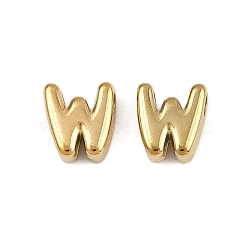 304 Stainless Steel Charms, Letter, Ion Plating(IP), Real 18K Gold Plated , Letter W, 7.5x6.5x3.5mm, Hole: 1.6mm(STAS-C135-03W-G)
