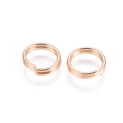 304 Stainless Steel Split Rings, Double Loops Jump Rings, Rose Gold, 10x2mm, Inner Diameter: 8mm, Single Wire: 1mm(STAS-E484-70E-RG)