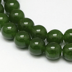 Natural TaiWan Jade Bead Strands, Dyed, Round, Dark Green, 8mm, Hole: 1mm, about 48pcs/strand, 15.5 inch(X-G-F342-03-8mm)