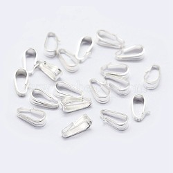 925 Sterling Silver Snap on Bails, with 925 Stamp, Silver, 6.5x3x2.5mm, Hole: 2x5.5mm(STER-F036-08S-3x7mm)