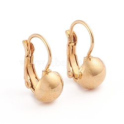 304 Stainless Steel Leverback Earrings, Half Round, Golden, 16x11.5mm, Half Round: 8mm, Pin: 0.7mm, 12pairs/board(EJEW-L232-038C-G)