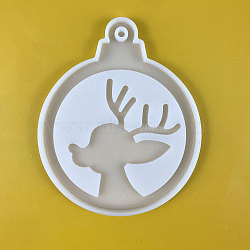 Silicone Molds, Christmas Pendant Molds, Gesso Resin Casting Molds, Deer, 126x105x7mm(PW-WG3C93B-03)