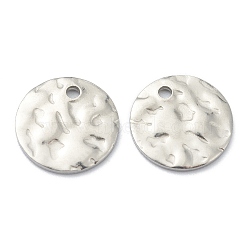 304 Stainless Steel Charms, Textured, Flat Round, Stainless Steel Color, 6x1mm, Hole: 1.2mm(STAS-H157-03D-P)