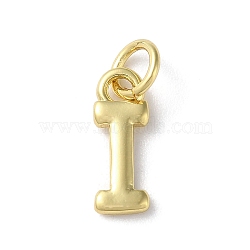 Rack Plating Brass Charms, Cadmium Free & Lead Free, Long-Lasting Plated, Real 18K Gold Plated, Letter I, 12x4.5x1.5mm, Hole: 3.2mm(KK-P245-06G-I)