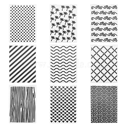 Globleland Plastic Embossing Folders, Concave-Convex Embossing Stencils, for Handcraft Photo Album Decoration, Mixed Patterns, 148x105x3mm, 9 patterns, 1pc/pattern, 9pcs/set(DIY-GL0001-14)