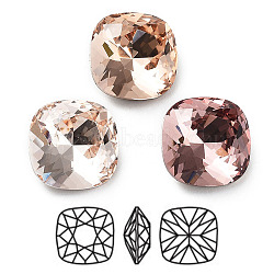 K9 Glass Rhinestone Cabochons, Point Back & Back Plated, Faceted, Square, Mixed Color, 10x10x5mm(RGLA-M016-F01-D)