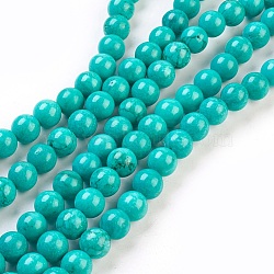 Natural Magnesite Beads Strand, Round, Dyed & Heated, Turquoise, 8mm, Hole: 1mm(TURQ-G096-8mm)