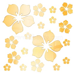 Mirror Wall Stickers, Flower, Self Adhesive Acrylic Mirror Sheets, for Home Living Room Bedroom Decor, Gold, 262x330x0.1mm, 1set(DIY-CN0001-89A)