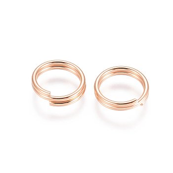 304 Stainless Steel Split Rings, Double Loops Jump Rings, Rose Gold, 10x2mm, Inner Diameter: 8mm, Single Wire: 1mm