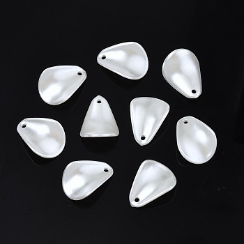 ABS Plastic Imitation Pearl Pendants, Teardrop, Creamy White, 17.5x12.5x1.5mm, Hole: 1.5mm, about 1690pcs/500g