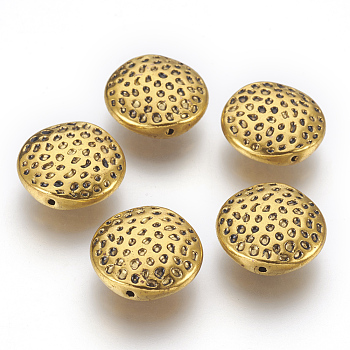 Tibetan Style Beads, Zinc Alloy Beads, Antique Golden Color, Lead Free & Cadmium Free, Flat Round, Size: about 17mm in diameter, 6mm thick, hole: 1mm