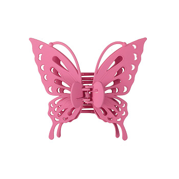 Hollow Butterfly Shape Plastic Large Claw Hair Clips, Hair Accessories for Women Girl, Hot Pink, 130x145mm