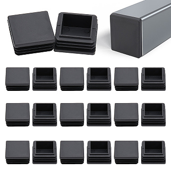 10Pcs Plastic Furniture Leg Pipe Hole Plugs, Table Chair Feet Insert End Caps, for Glide Protection, Square, Black, 38x38x17.5mm