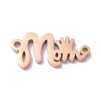 304 Stainless Steel Pendants, Word Mom and Crown, Rose Gold, 18.5x9x1mm, Hole: 1.2mm