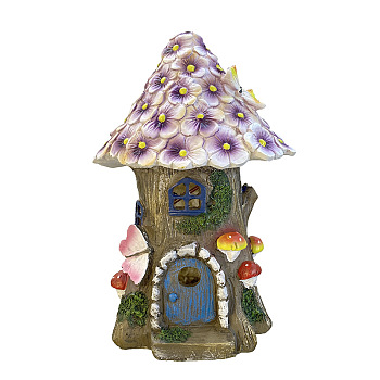 Dollhouse Outdoor Garden Courtyard Home, Small Night Light Resin Crafts Decorative Lamp, Colorful, 110x90x205mm