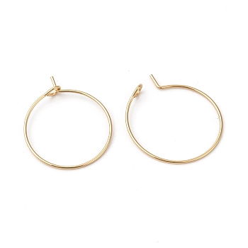 316L Surgical Stainless Steel Hoop Earring Findings, Wine Glass Charms Findings, Real 18K Gold Plated, 40x0.8mm, 20 Gauge