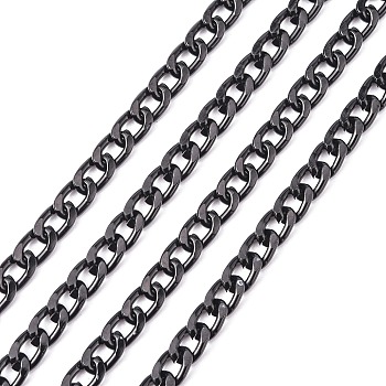 Aluminum Twisted Chains Curb Chains, Unwelded, Oxidated in Black, Size: about Chain: 10mm long, 6mm wide, 2mm thick
