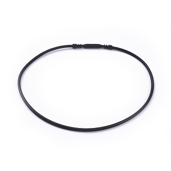Rubber Cord Necklace Making, Black, Size: about 44cm long, Wire Cord: 3mm in diameter.