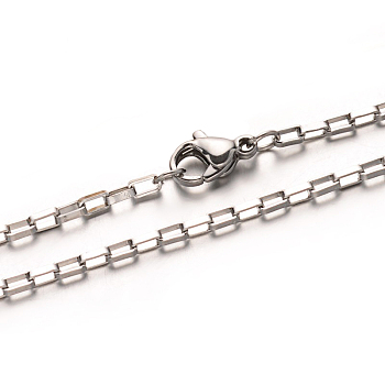 304 Stainless Steel Box Chain Necklaces, with Lobster Claw Clasps, Stainless Steel Color, 15.7 inch(39.9cm)