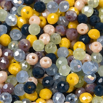 Glass Beads, Faceted, Rondelle, Mixed Color, 4x3mm, Hole: 0.4mm, about 820pcs/60g