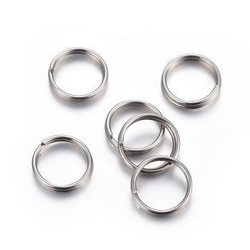 304 Stainless Steel Split Rings, Double Loops Jump Rings, Stainless Steel Color, 7x1mm, Inner Diameter: 5.7mm, Single Wire: 0.6mm