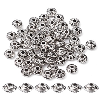Tibetan Style Alloy Spacer Beads, Rondelle, Antique Silver, 6x3mm, Hole: 2mm