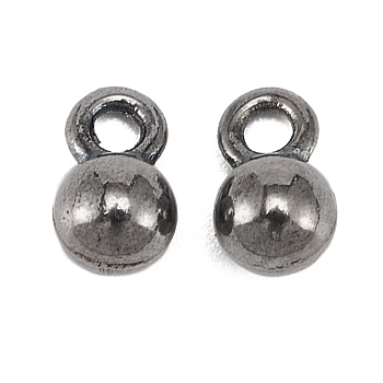 Alloy Charms, Round, Gunmetal, 7x4mm, Hole: 1.5mm, about 100pcs/bag