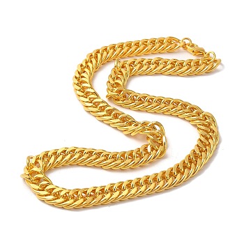 Iron Cuban Link Chain Necklaces for Women Men, Golden, 17.72 inch(45cm), Link: 12x10x1.8mm