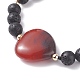Плетеный браслет из бисера с натуральным камнем в форме сердца(BJEW-JB07250)-6