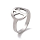 201 Stainless Steel Peace Sign Finger Ring(RJEW-J051-43P)-1
