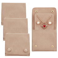 Lint Cloth Jewelry Gift Pouches with Snap Fastener, Jewelry Storage Bags, Rectangle, Tan, 9.5x10cm(ABAG-WH0045-08A)
