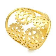 Ring with Gear 304 Stainless Steel Adjustable Rings, Hollow Out Finger Ring for Men Women, Golden, Inner Diameter: 18mm(RJEW-G306-03G)