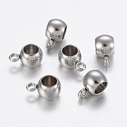 304 Stainless Steel Tube Bails, Loop Bails, Bail Beads, Rondelle, Stainless Steel Color, 9x6x4.5mm, Hole: 1.5mm, Inner Diameter: 3mm(STAS-P198-02A)