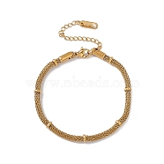 316 Stainless Steel Round Mesh Chain Bracelet for Men Women, Golden, 6-7/8 inch(17.5cm)(BJEW-G655-05G)