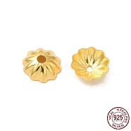 925 Sterling Silver Bead Caps, Multi-Petal, Flower, Real 18K Gold Plated, 5x1.5mm, Hole: 0.9mm, about 195pcs/10g(STER-F055-05G)