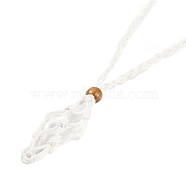 Braided Waxed Cord Empty Macrame Pouch Slider Necklace Making, with Wood Beads, White, 34.65x0.28x0.12 inch(88x0.7x0.3cm)(FIND-C061-01H)