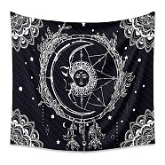 Polyester Tapestry Wall Hanging, Sun and Moon Psychedelic Wall Tapestry with Art Chakra Home Decorations for Bedroom Dorm Decor, Rectangle, Black, 730x950mm(PW23040410581)