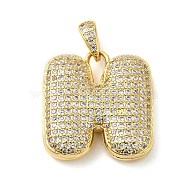 Brass Micro Pave Cubic Zirconia Pendants, Cadmium Free & Lead Free, Long-Lasting Plated, Real 18K Gold Plated, Letter H, 20.5x20x5.5mm, Hole: 4.5x3mm(KK-E061-03G-08)