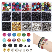 DIY Beads Jewelry Making Finding Kit, Including Natural & Synthetic Mixed Gemstone Round Beads, Alloy & Iron Rhinestone Spacer Beads, Mixed Color, 619Pcs/box(DIY-GA0006-01)