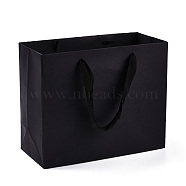 Rectangle Paper Bags with Rope Handles, for Gift Bags and Shopping Bags, Black, 27x8x21cm(CARB-L011-02B-05)